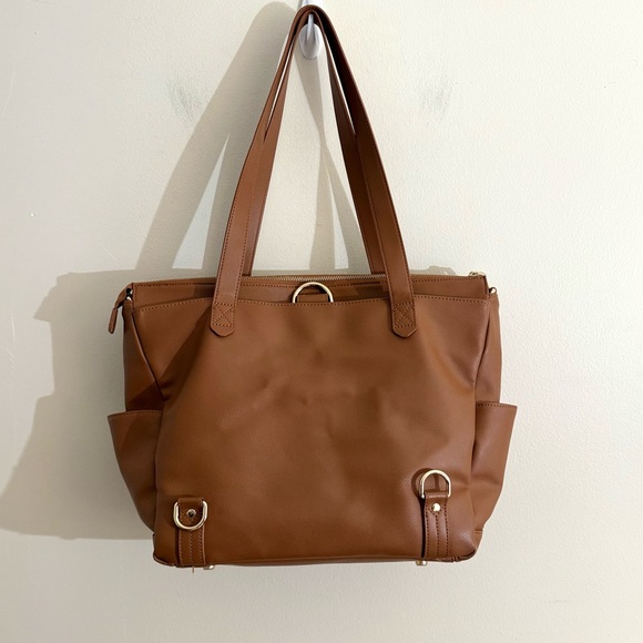 Elkie & Co aberdeen diaper bag tote backpack tan